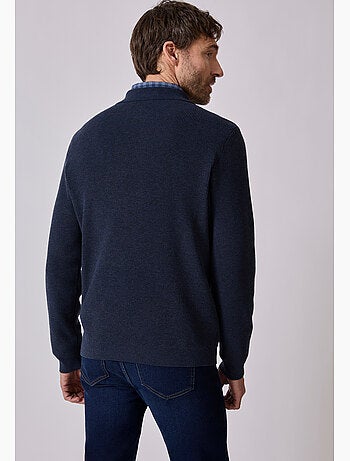 Pull thermolactyl col polo en maille texturée. - damart
