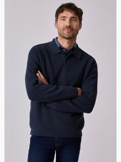 Pull thermolactyl col polo en maille texturée. - damart - Kiabi