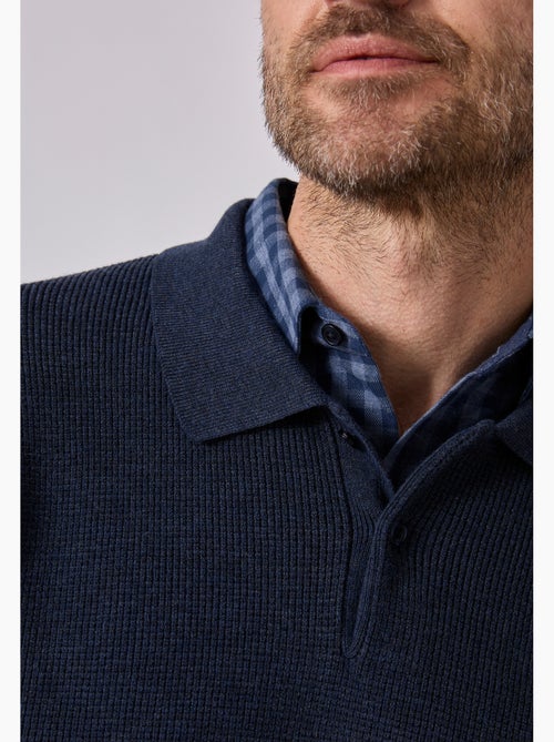 Pull thermolactyl col polo en maille texturée. - damart - Kiabi