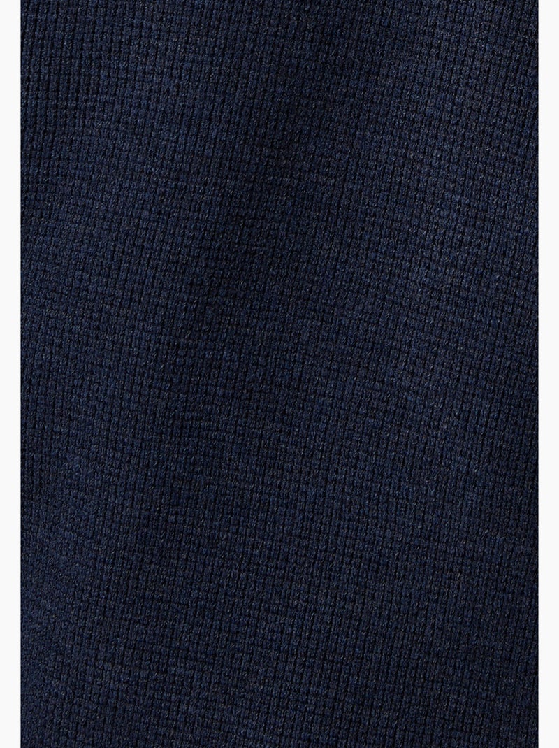 Pull thermolactyl col polo en maille texturée. - damart Bleu marine - Kiabi