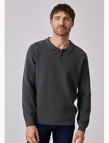 Pull thermolactyl col polo en maille texturée. - damart