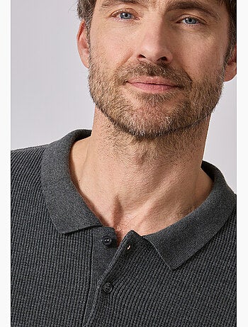 Pull thermolactyl col polo en maille texturée. - damart