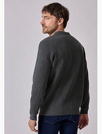 Pull thermolactyl col polo en maille texturée. - damart