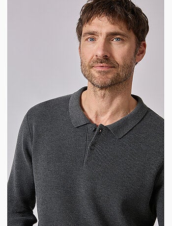 Pull thermolactyl col polo en maille texturée. - damart