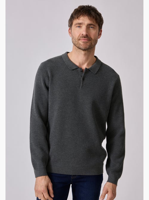 Pull thermolactyl col polo en maille texturée. - damart - Kiabi