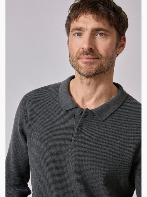 Pull thermolactyl col polo en maille texturée. - damart - Kiabi