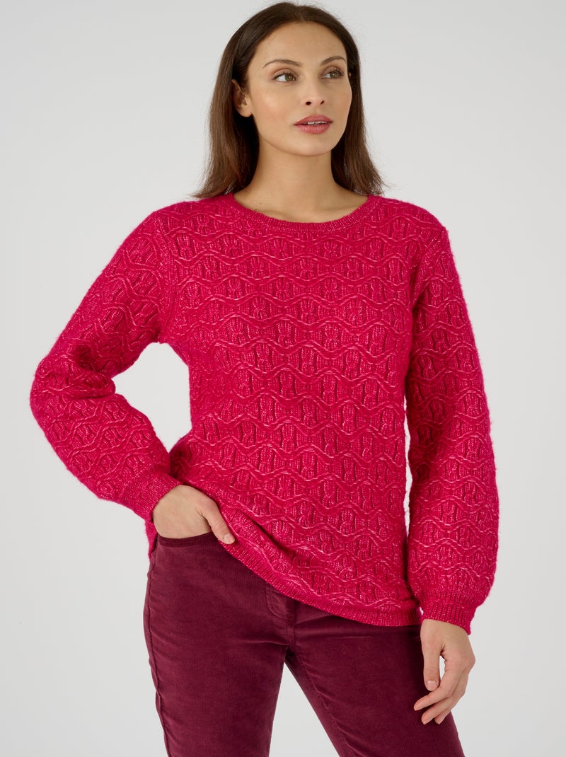 Pull Thermolactyl maille fantaisie - Damart Rouge cerise - Kiabi
