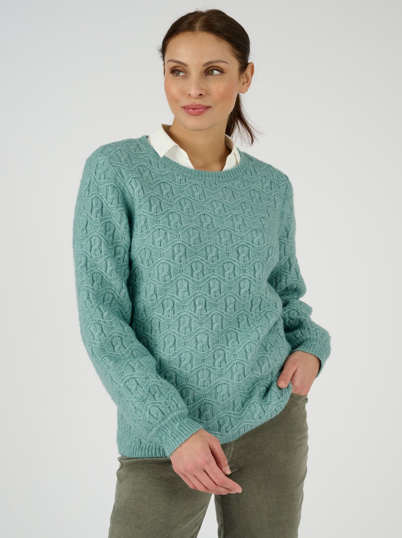 Pull Thermolactyl maille fantaisie - Damart Vert - Kiabi