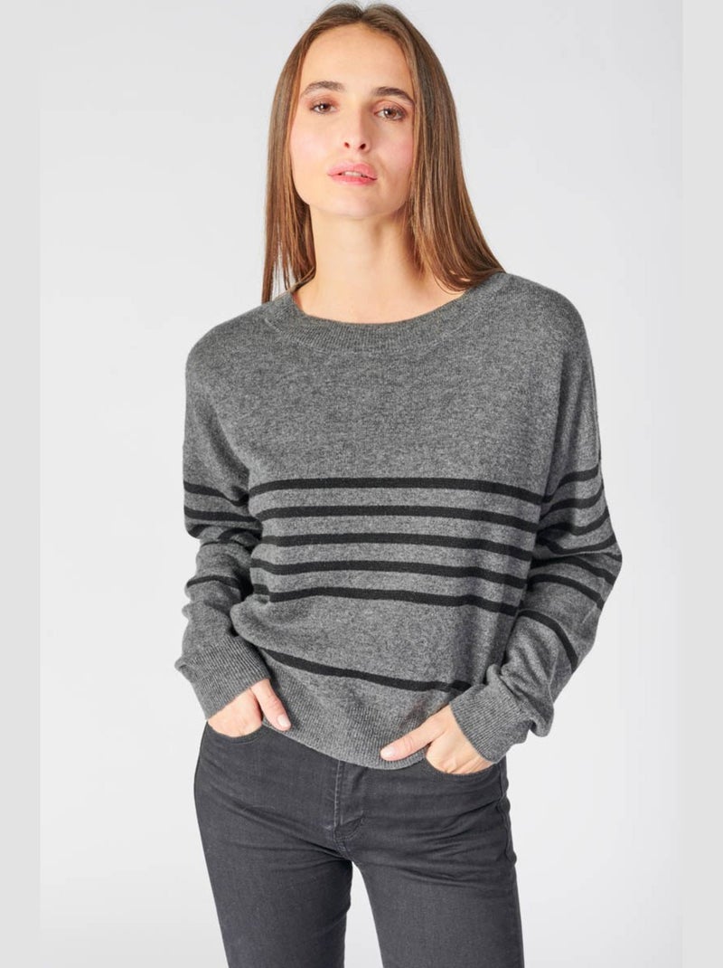 Pull TOM en laine 'Le Temps Des Cerises' Gris - Kiabi
