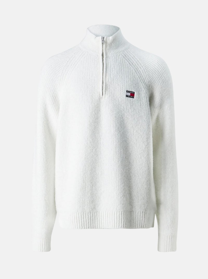 Pull Tommy jeans col zippé Blanc - Kiabi