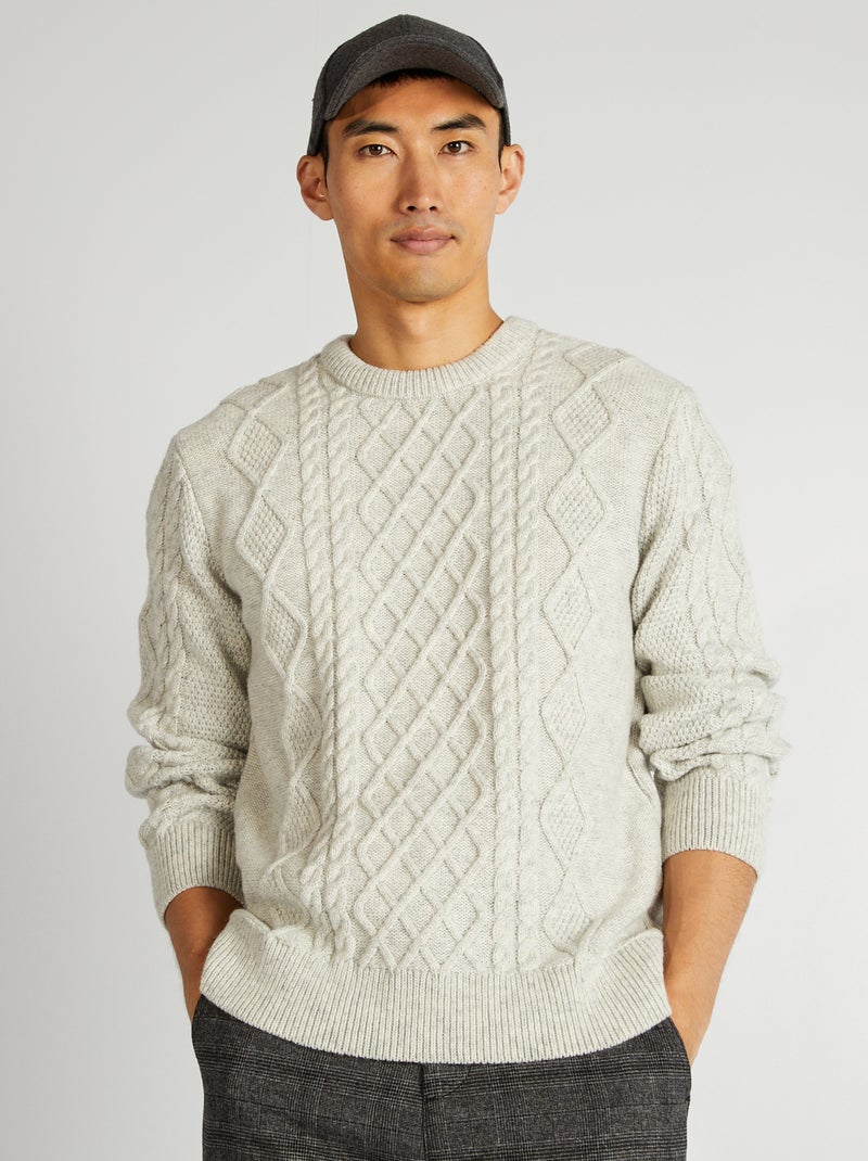 Pull torsadé Beige - Kiabi