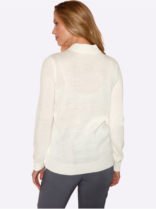 Pull torsadé col montant avec manches longues en tricot lisse - Taille standard - Moda Vilona - Kiabi