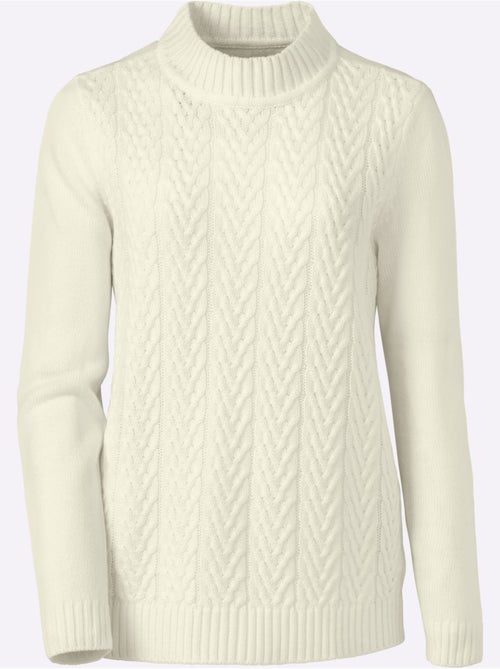 Pull torsadé col montant avec manches longues en tricot lisse - Taille standard - Moda Vilona - Kiabi