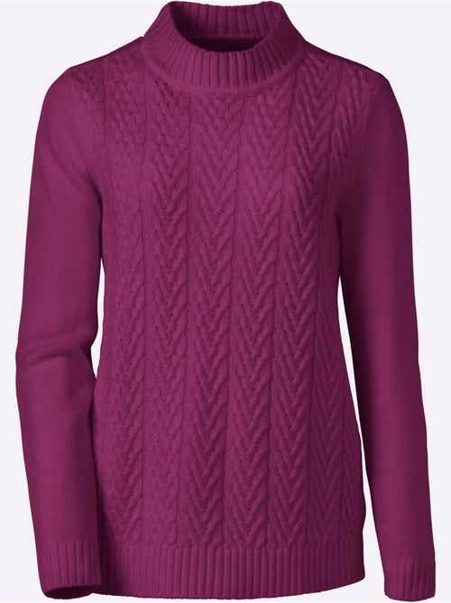 Pull torsadé col montant avec manches longues et dos en jersey lisse - Taille standard - Moda Vilona - Kiabi