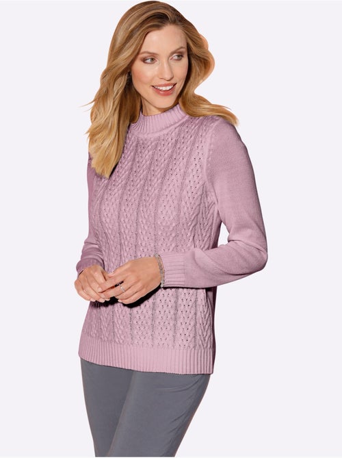 Pull torsadé col montant avec manches longues et dos en tricot lisse - Taille standard - Moda Vilona - Kiabi Pull torsadé col montant avec manches longues et dos en tricot lisse - Taille standard - Moda Vilona - Kiabi
