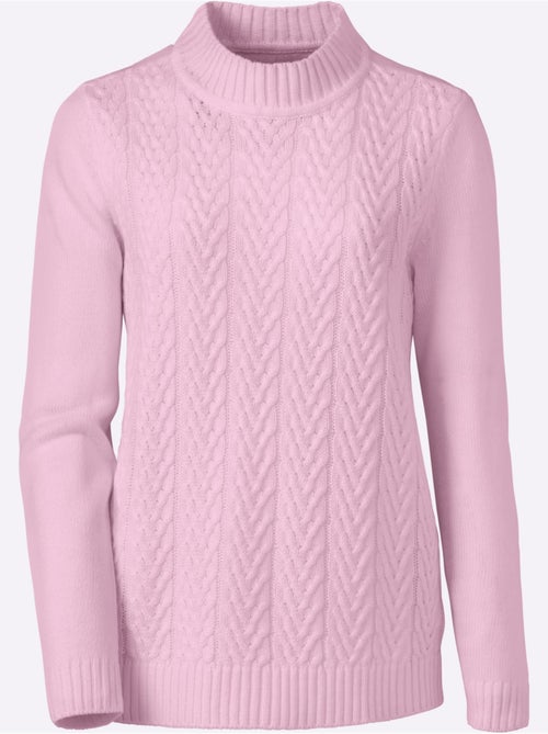Pull torsadé col montant avec manches longues et dos en tricot lisse - Taille standard - Moda Vilona - Kiabi Pull torsadé col montant avec manches longues et dos en tricot lisse - Taille standard - Moda Vilona - Kiabi