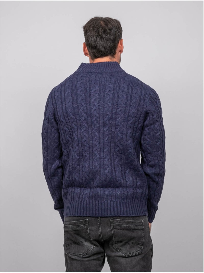 Pull torsadé col montant lagow Bleu marine - Kiabi