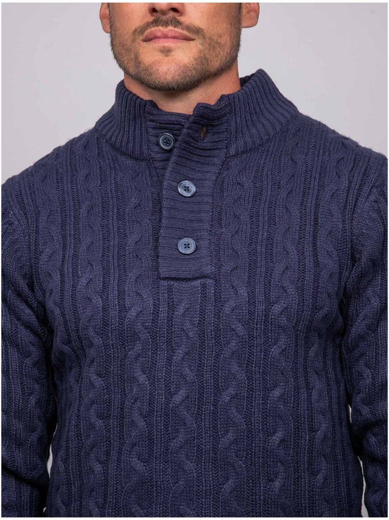 Pull torsadé col montant lagow Bleu marine - Kiabi