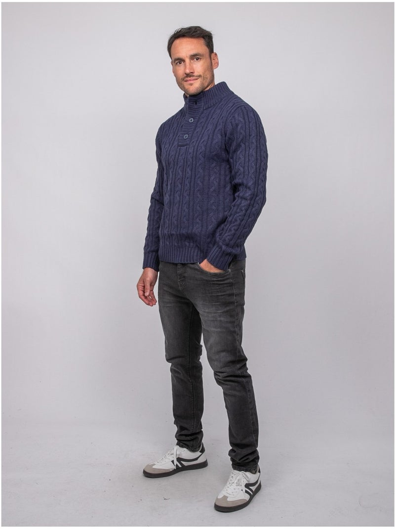 Pull torsadé col montant lagow Bleu marine - Kiabi