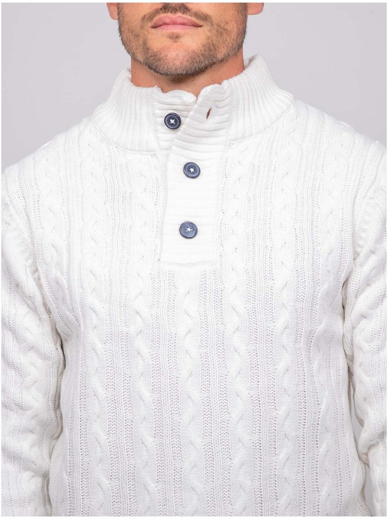 Pull torsadé col montant lagow Ecru - Kiabi