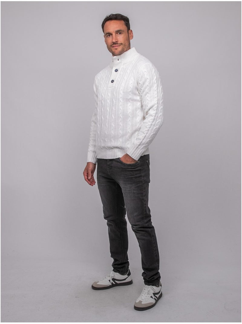 Pull torsadé col montant lagow Ecru - Kiabi