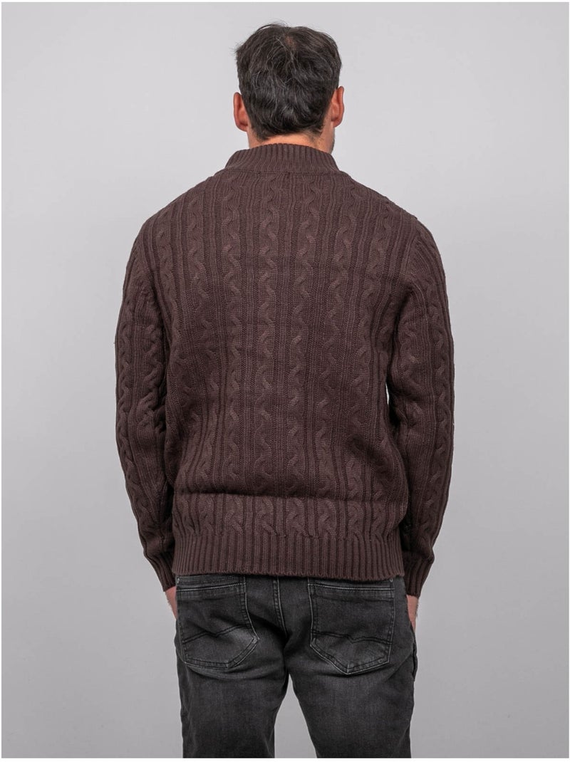 Pull torsadé col montant lagow Marron - Kiabi
