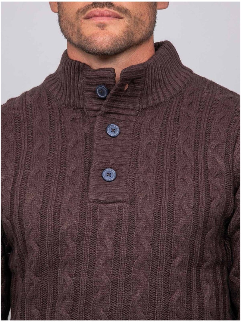 Pull torsadé col montant lagow Marron - Kiabi