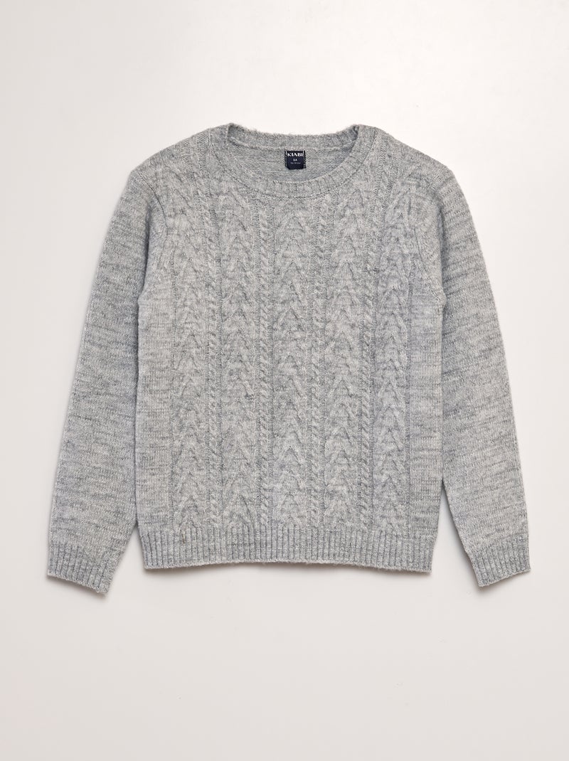 Pull torsadé col rond Gris - Kiabi