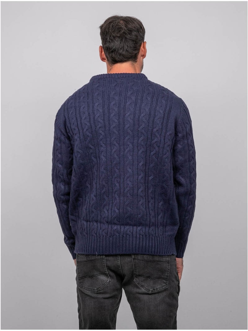 Pull torsadé col rond lalor Bleu marine - Kiabi