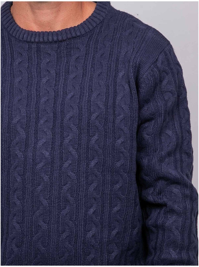 Pull torsadé col rond lalor Bleu marine - Kiabi