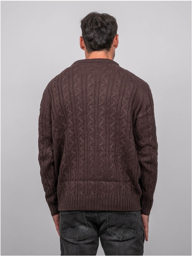 Pull torsadé col rond lalor Marron - Kiabi