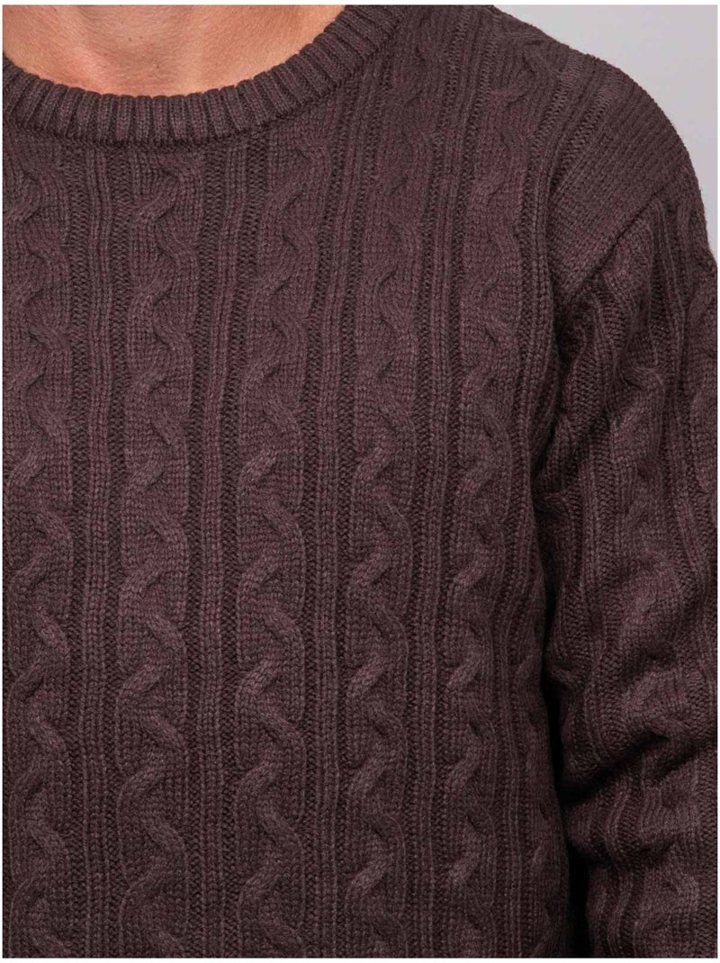 Pull torsadé col rond lalor Marron - Kiabi