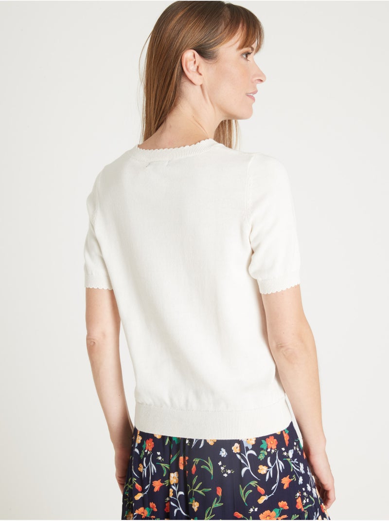 Pull torsadé manches courtes - DAXON Ecru - Kiabi