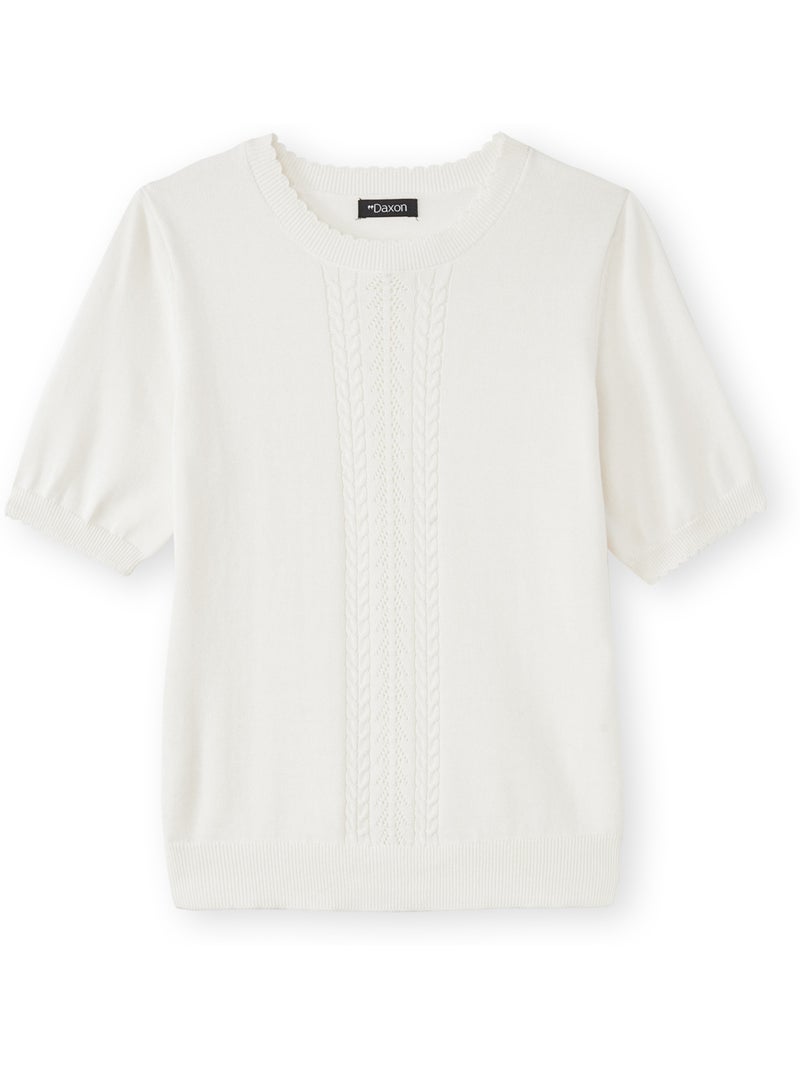 Pull torsadé manches courtes - DAXON Ecru - Kiabi