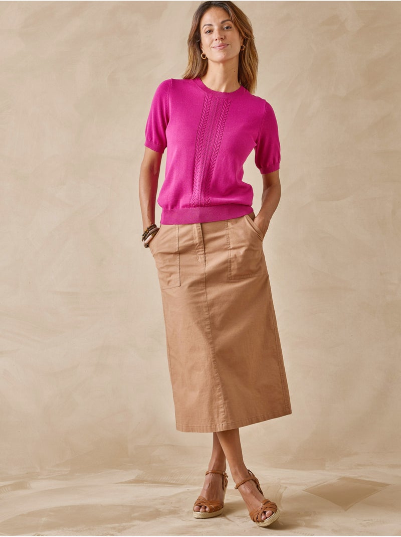 Pull torsadé manches courtes - DAXON Rose fushia - Kiabi