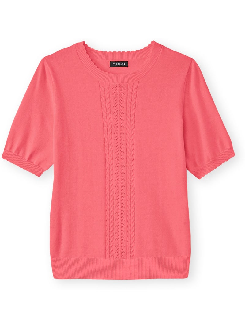 Pull torsadé manches courtes - DAXON Rose - Kiabi