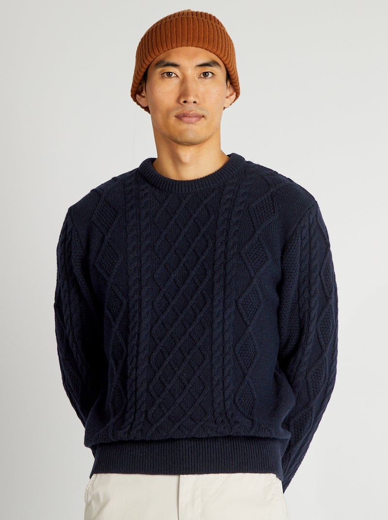 Pull torsadé Marine - Kiabi