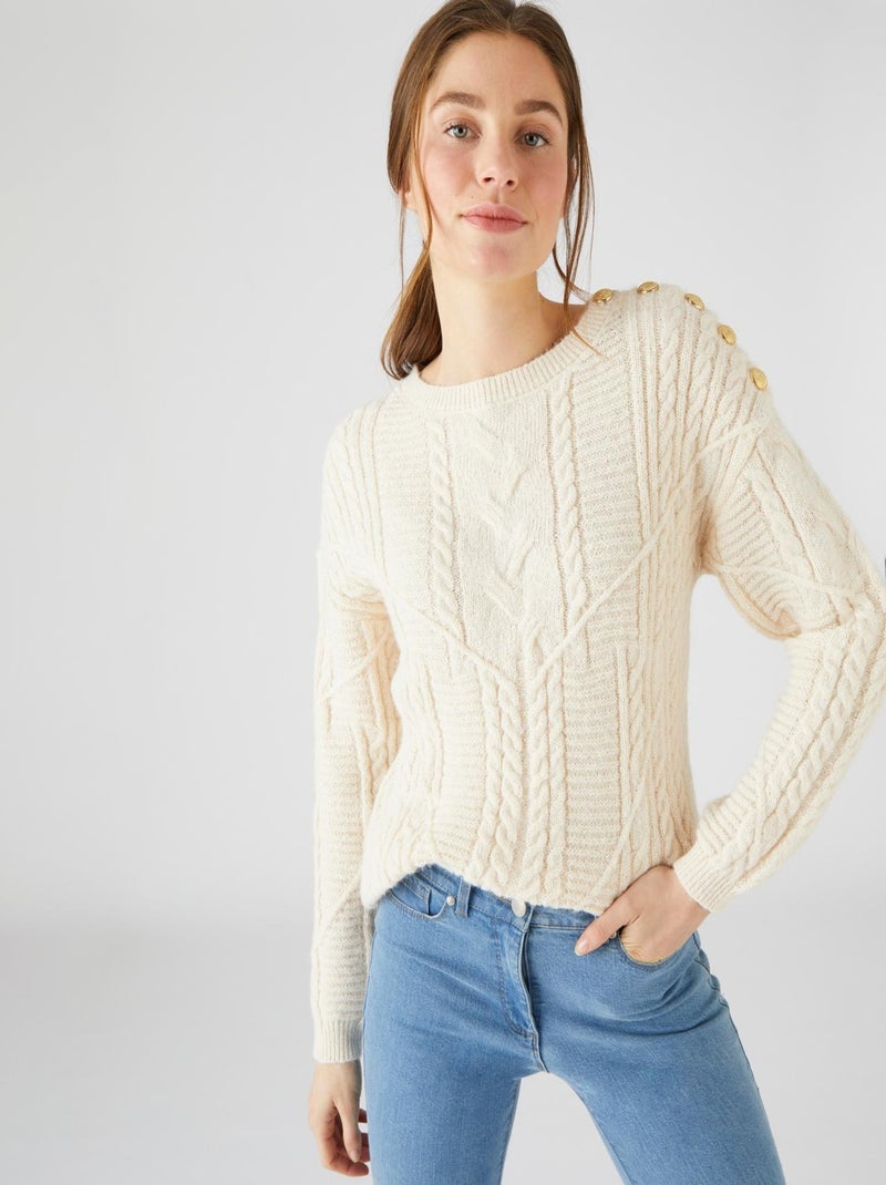 Pull torsadé Thermolactyl - Damart Beige clair - Kiabi