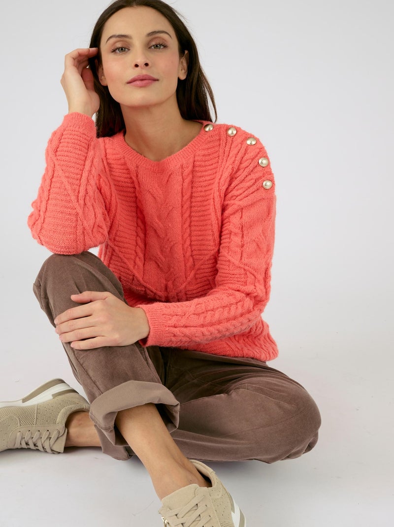 Pull torsadé Thermolactyl - Damart Orange corail - Kiabi
