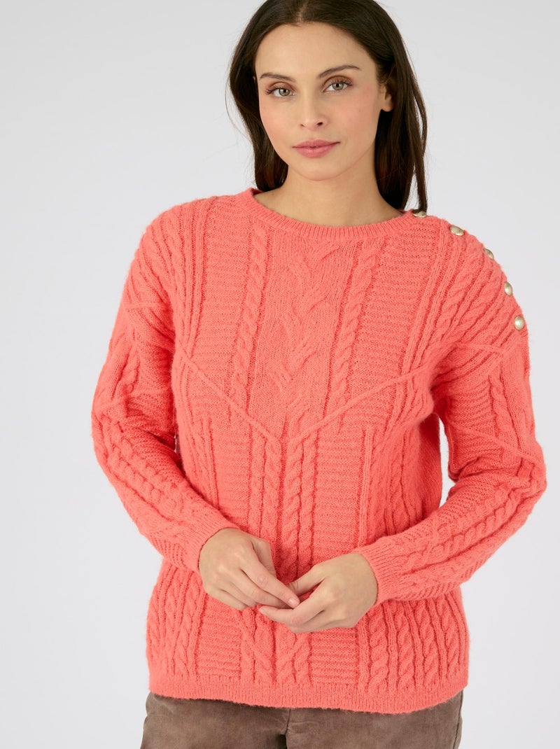 Pull torsadé Thermolactyl - Damart Orange corail - Kiabi