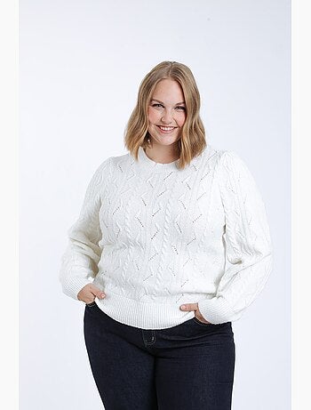 Pull torsades et perles uni PAPRIKA