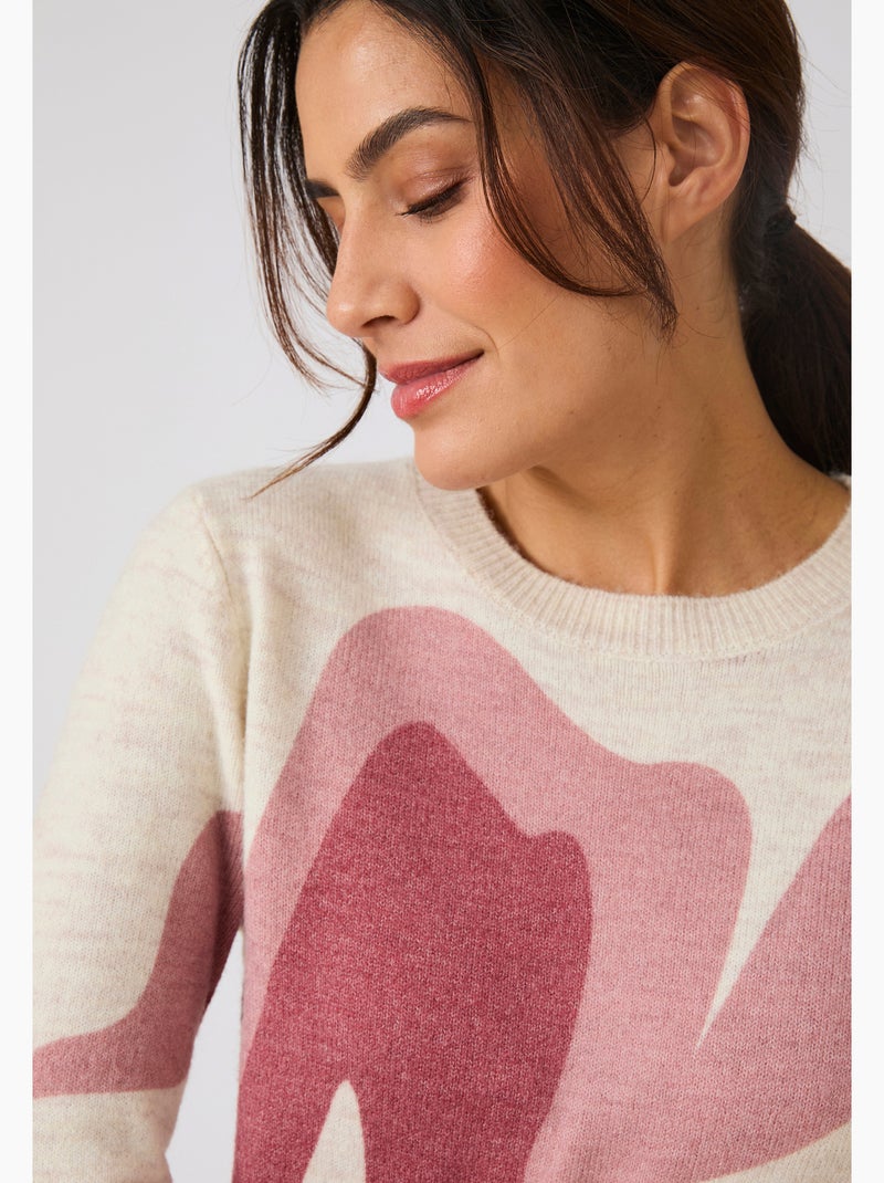 Pull toucher doux imprimé - damart Rose - Kiabi