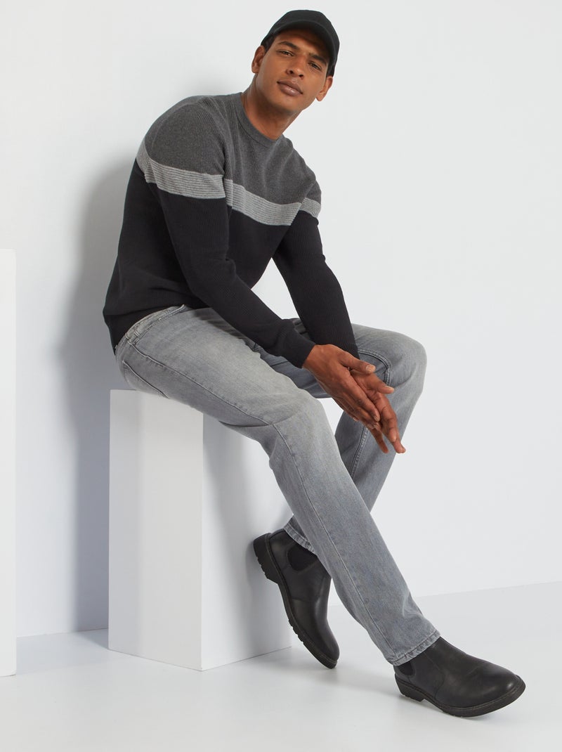 Pull tricolore esprit color block Noir - Kiabi