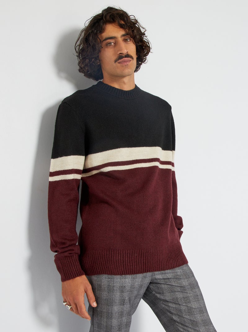 Pull tricolore MARRON - Kiabi