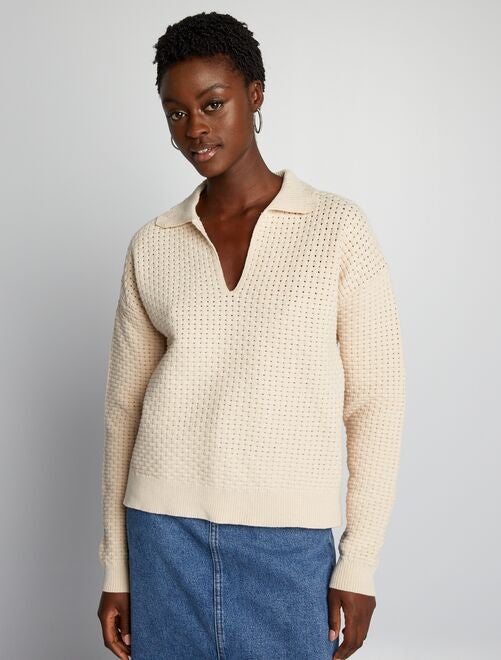 Pull femme col polo