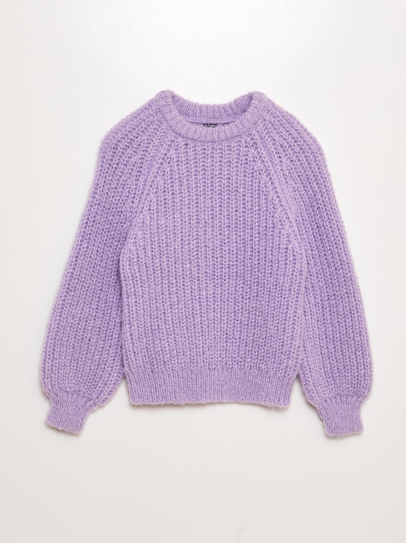 Pull tricot à maille moulinée Violet - Kiabi