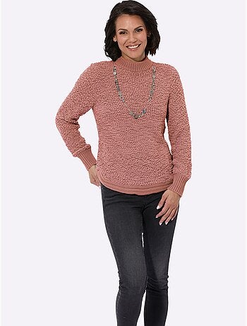 pull tricot bouclette col rond et manches longues en fil fantaisie - Taille standard - Witt