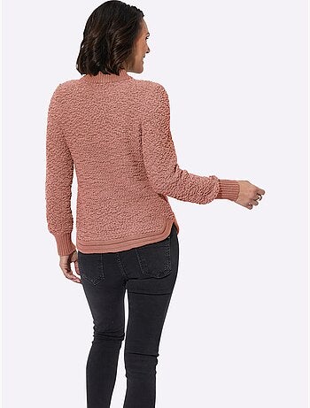 pull tricot bouclette col rond et manches longues en fil fantaisie - Taille standard - Witt