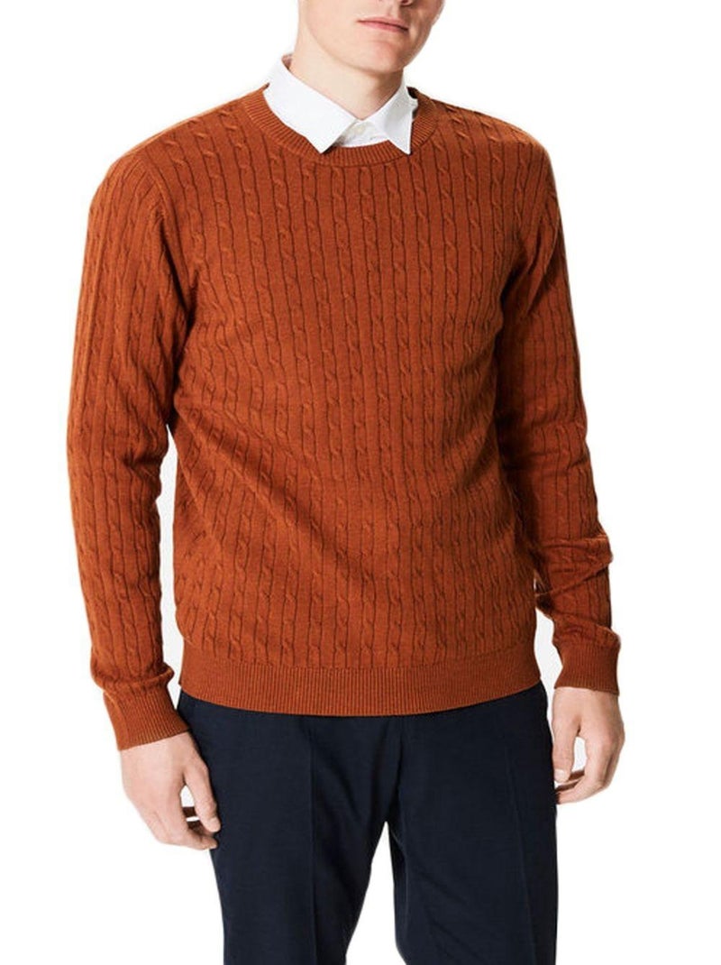 Pull tricot col rond Kebello Orange - Kiabi