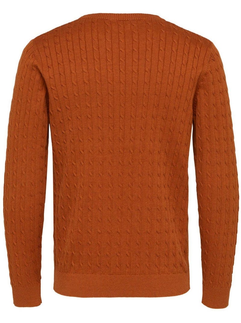 Pull tricot col rond Kebello Orange - Kiabi
